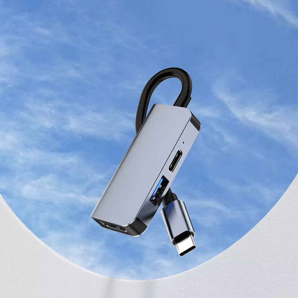 Hub USB-C Techsuit H4 TurboChargeX, 3w1, Szary