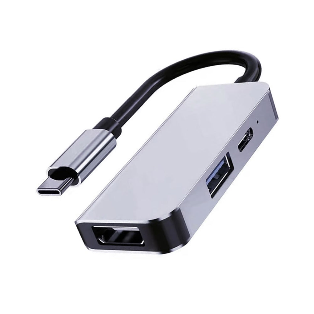 Hub USB-C Techsuit H4 TurboChargeX, 3w1, Szary