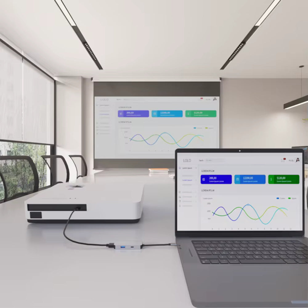 Hub USB-C Techsuit H4 TurboChargeX, 3w1, Szary