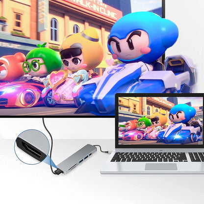 Hub USB-C Techsuit H5 TurboChargeX, 6w1, Szary