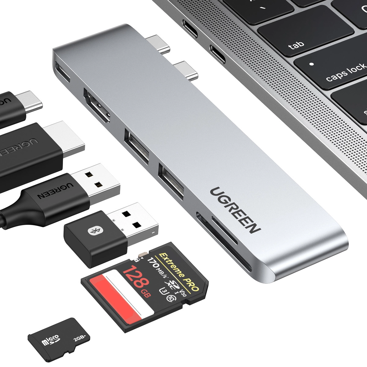 Hub USB-C UGREEN CM380 (80856) dla Apple MacBook Pro / Air Series, 2 x USB-A 3.0 - 1 x USB-C - 1 x HDMI - 1 x SD - 1 x microSD