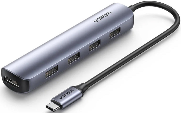 Hub USB-C UGREEN CM417, 4 x USB-A 3.2 - 1 x HDMI, Szary