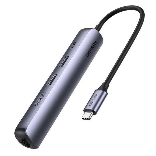 Hub USB-C UGREEN CM418 (10919), 2 x USB-A 3.0 - 1 x USB-C - 1 x HDMI - 1 x RJ45, Szary