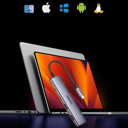 Hub USB-C UGREEN CM473, 2 x USB-A 3.0 - 2 x USB-C, 0,20 cm, Szary