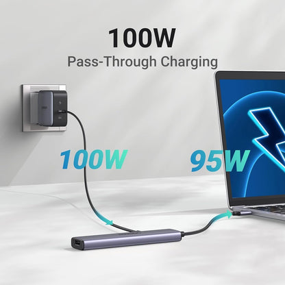 Hub USB-C UGREEN CM478, 1 x USB-A 3.0 - 2 x USB-A - 1 x USB-C - 1 x HDMI, Szary