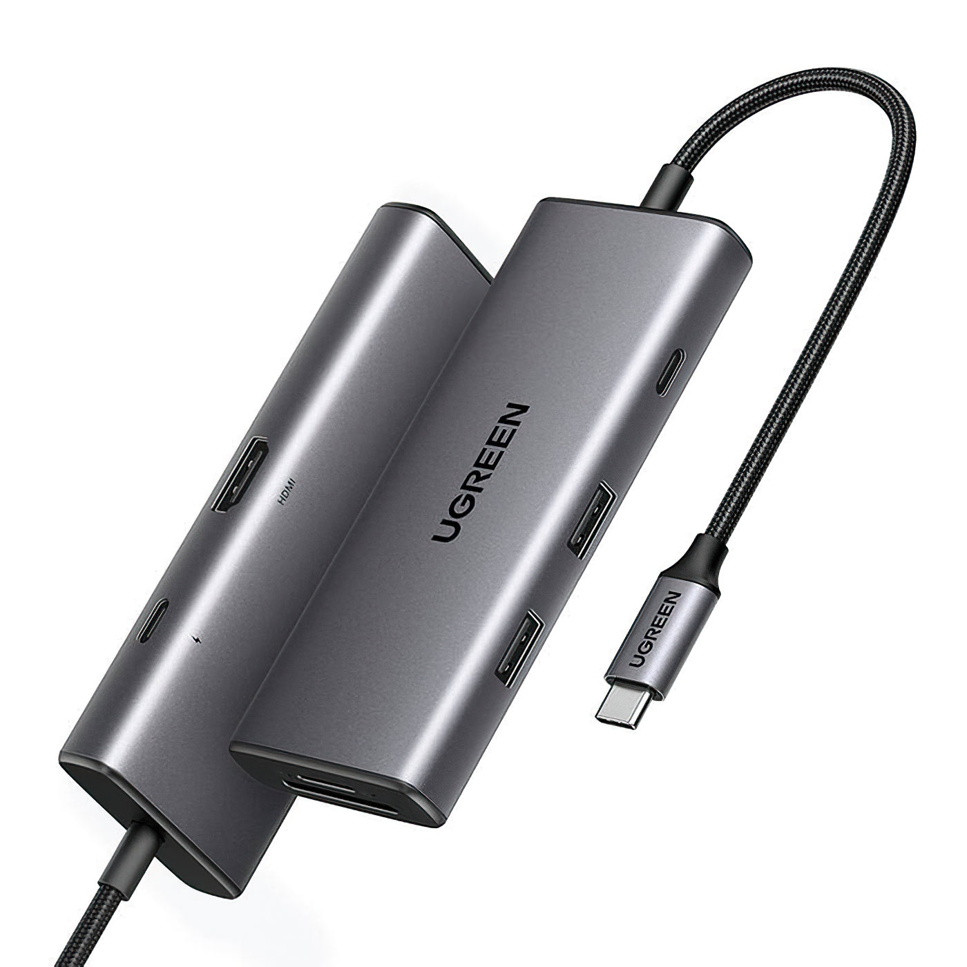 Hub USB-C UGREEN CM498 (15531), 2 x USB-A 3.2 - 2 x USB-C - 1 x HDMI - 1 x SD - 1 x microSD, Szary