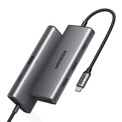 Hub USB-C UGREEN CM498 (15531), 2 x USB-A 3.2 - 2 x USB-C - 1 x HDMI - 1 x SD - 1 x microSD, Szary