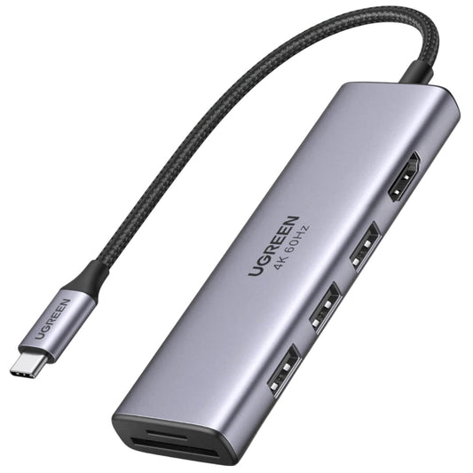 Hub USB-C UGREEN CM511 (60383), 3 x USB-A 3.2 - 1 x HDMI - 1 x SD - 1 x microSD, Szary
