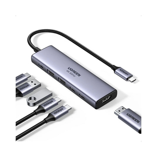 Hub USB-C UGREEN CM511 (35999), 2 x USB-A 3.2 - 3 x USB-C - 1 x HDMI, Szary