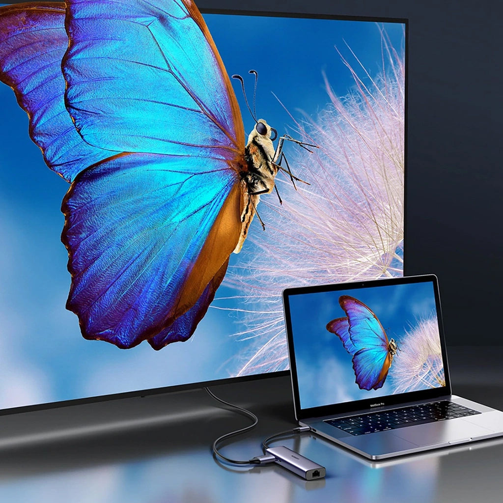 Hub USB-C UGREEN CM512, 2 x USB-A 3.0 - 1 x USB-C - 1 x HDMI - 1 x SD - 1 x microSD - RJ45, Szary