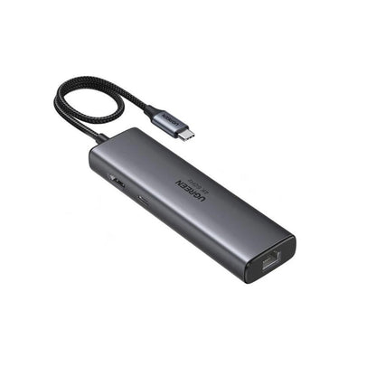 Hub USB-C UGREEN CM512 (45000), 2 x USB-A 3.2 - 2 x USB-C - 1 x HDMI - 1 x RJ45, Szary