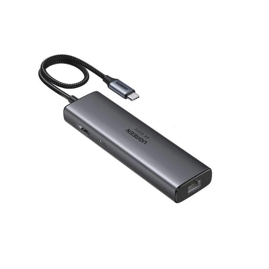 Hub USB-C UGREEN CM512 (45000), 2 x USB-A 3.2 - 2 x USB-C - 1 x HDMI - 1 x RJ45, Szary