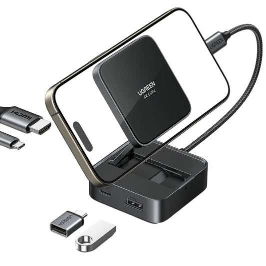 Hub USB-C UGREEN CM801, 1 x USB-A 3.0 - 2 x USB-C - 1 x HDMI, Szary