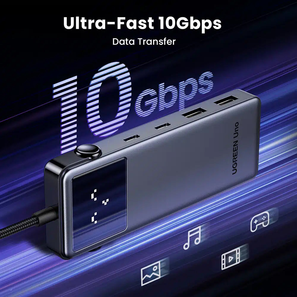 Hub USB-C UGREEN CM888 Uno, 2 x USB-A 3.2 - 3 x USB-C - 1 x HDMI, Szary