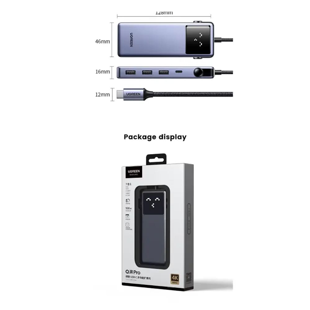 Hub USB-C UGREEN CM888 (45155) Uno, 6w1, Szary