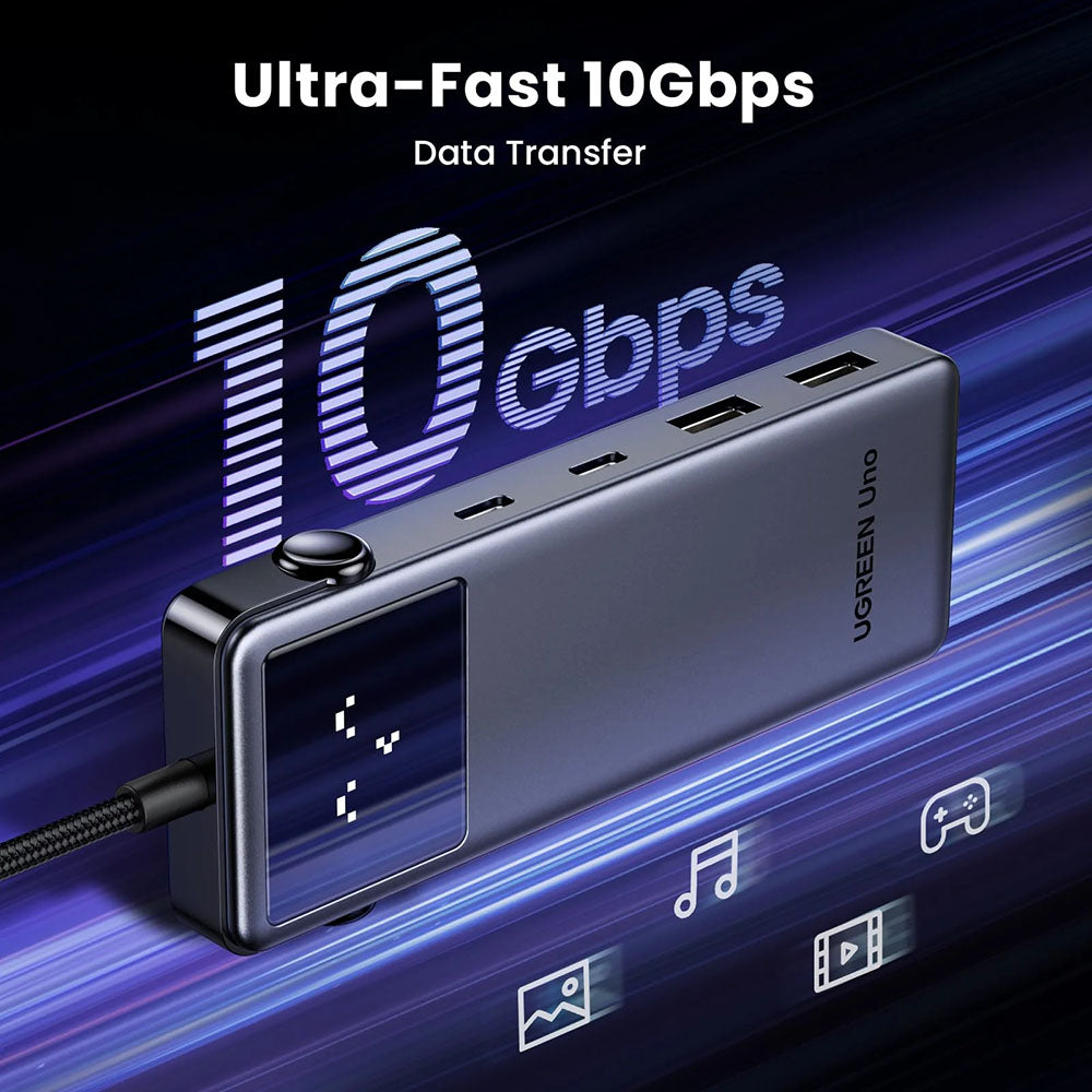 Hub USB-C UGREEN Uno (75177), 2 x USB-A 3.2 - 3 x USB-C - 1 x HDMI, Szary