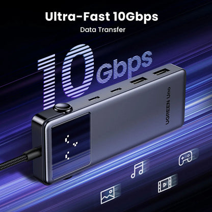 Hub USB-C UGREEN Uno (75177), 2 x USB-A 3.2 - 3 x USB-C - 1 x HDMI, Szary