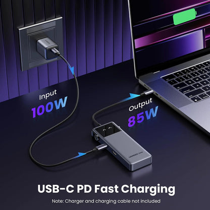 Hub USB-C UGREEN Uno (75177), 2 x USB-A 3.2 - 3 x USB-C - 1 x HDMI, Szary