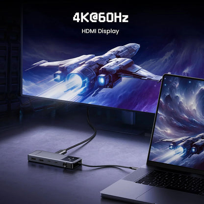 Hub USB-C UGREEN Uno (75177), 2 x USB-A 3.2 - 3 x USB-C - 1 x HDMI, Szary