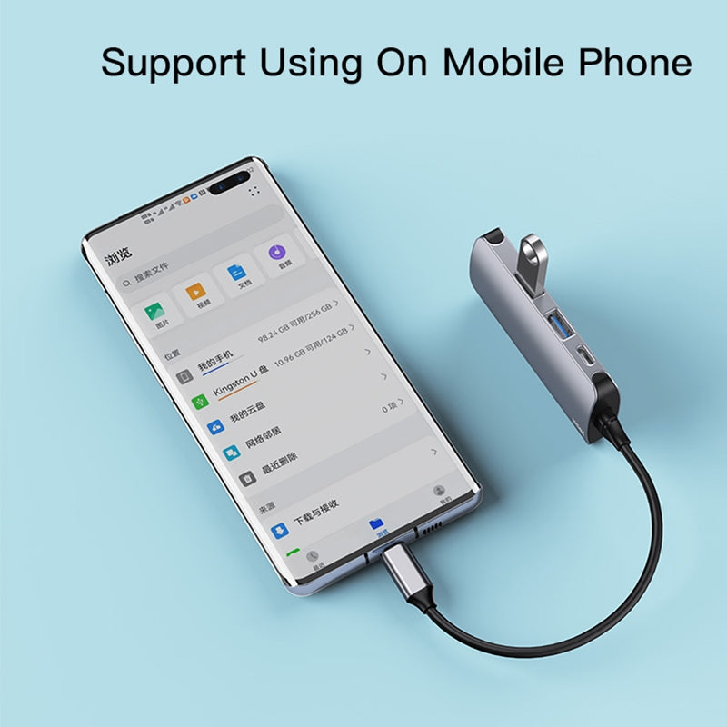 Hub USB-C Yesido HB15, 6w1, Szary