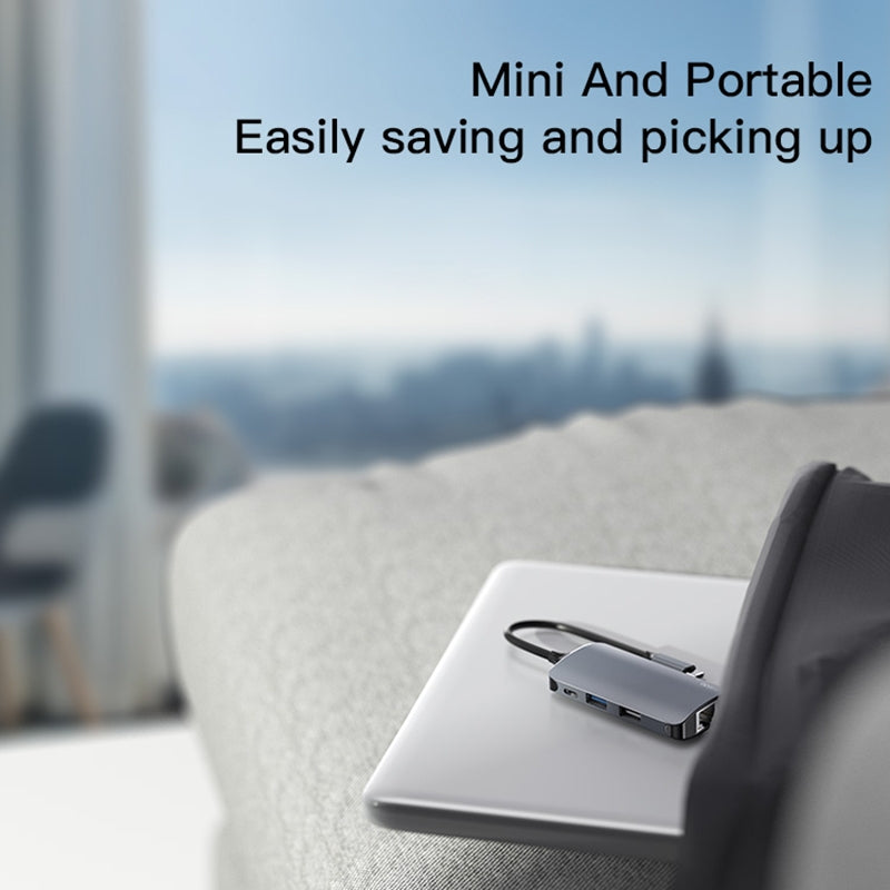 Hub USB-C Yesido HB15, 6w1, Szary