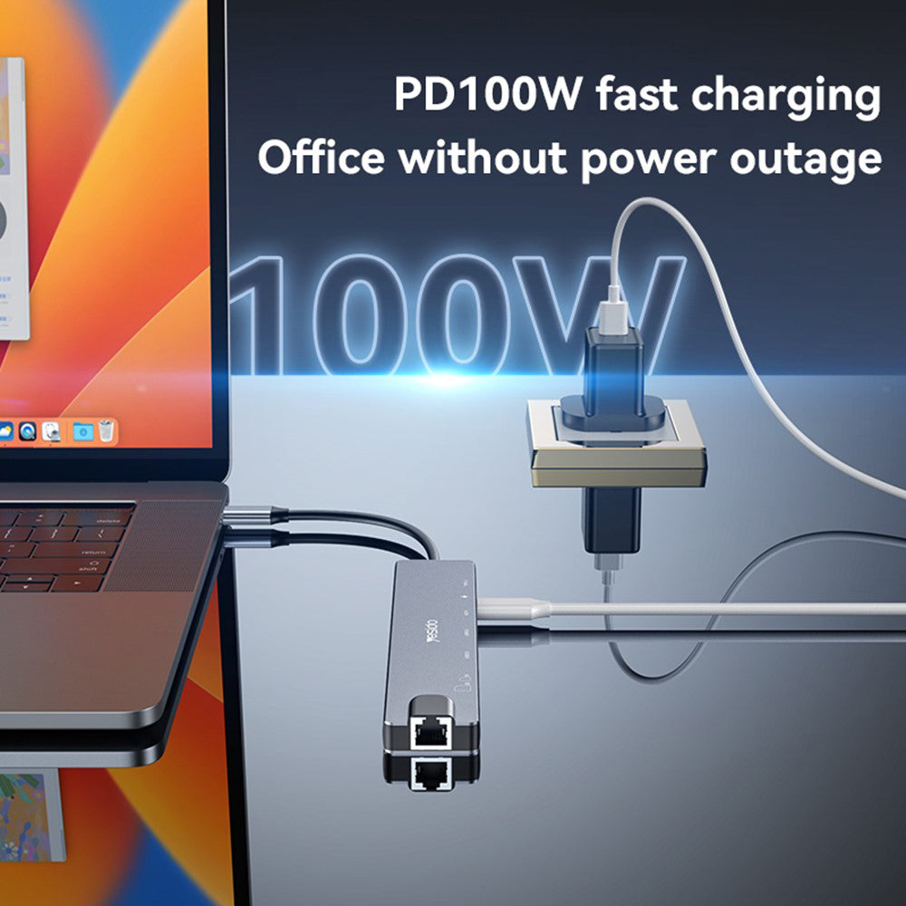 Hub USB-C Yesido HB27, 8w1, Szary