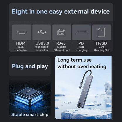 Hub USB-C Yesido HB27, 8w1, Szary