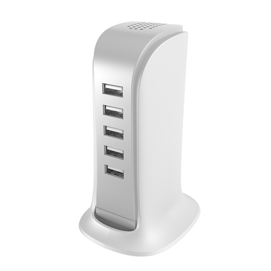 Ładowarka Stacja Dudao A5EU, 25W, 5A, 5 x USB-A, Biała