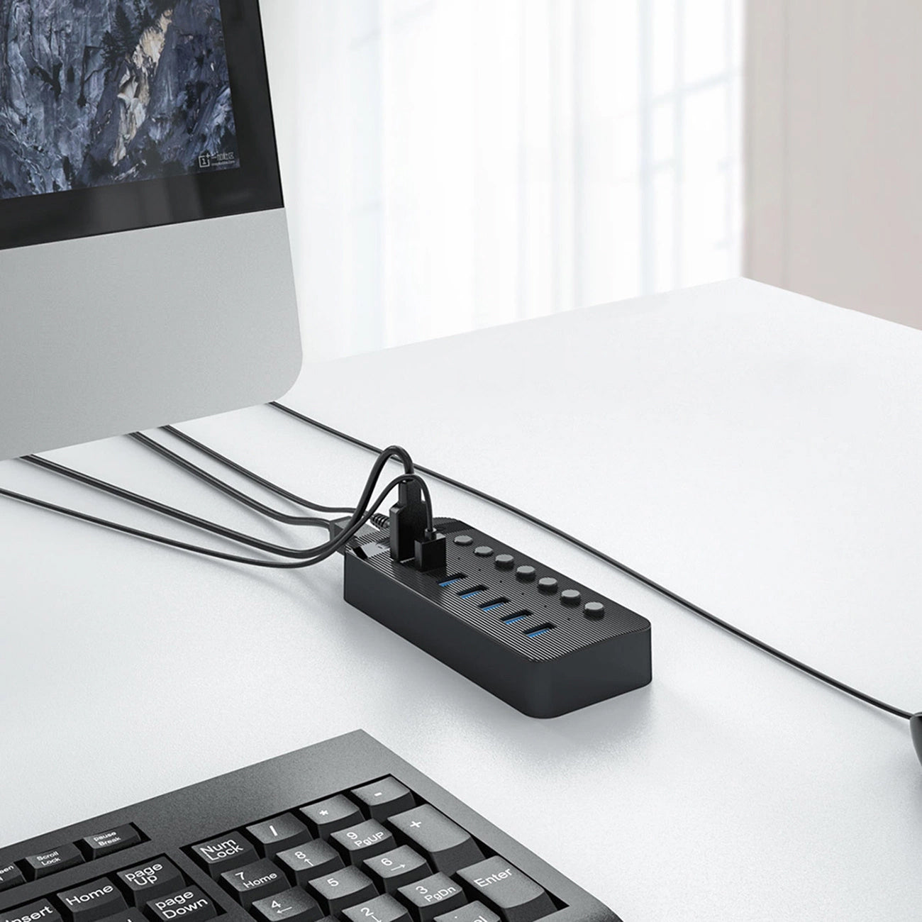 Hub USB Orico CT2U3-7AB, 7 x USB-A 3.0, Czarny