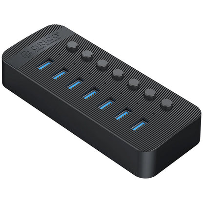 Hub USB Orico CT2U3-7AB, 7 x USB-A 3.0, Czarny