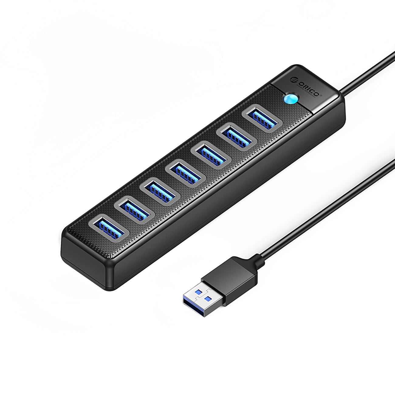 Hub USB Orico PW7U-U3, 7 x USB-A 3.0 - 1 x USB-C, Czarny