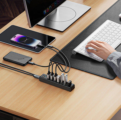 Hub USB Orico PW7U-U3, 7 x USB-A 3.0 - 1 x USB-C, Czarny
