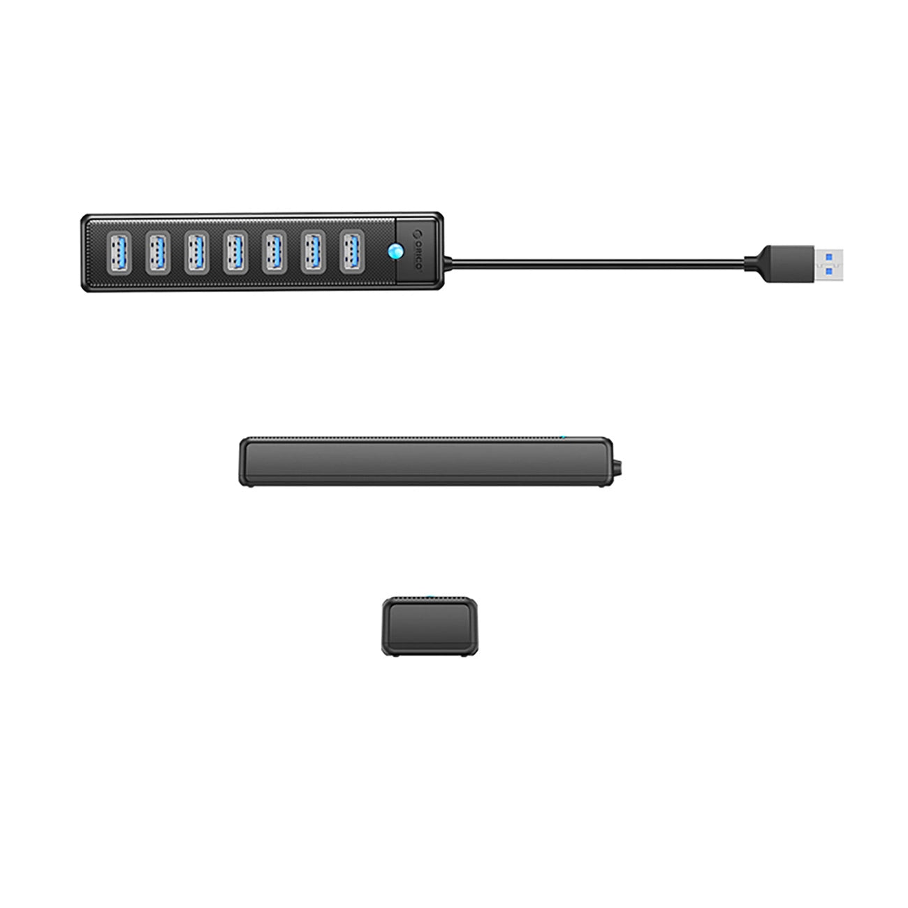 Hub USB Orico PW7U-U3, 7 x USB-A 3.0 - 1 x USB-C, Czarny