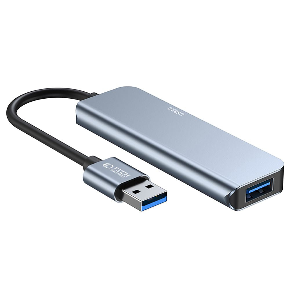 Koncentrator USB Tech-Protect V0, 3 x USB-A 3.0 - 1 x USB-A - 1 x USB-C, szary