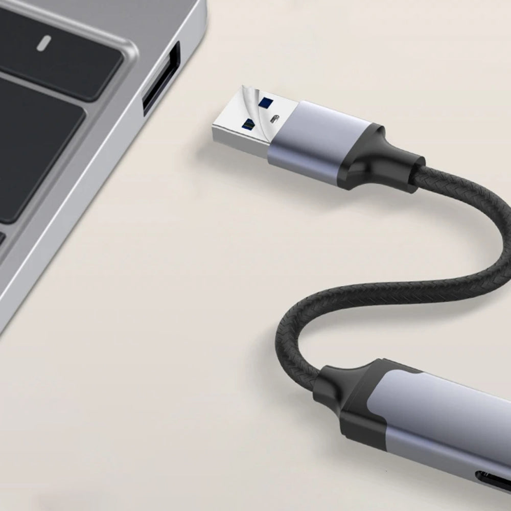 Hub USB Techsuit H19 PolarisBridge, 4w1, Szaro-Biały