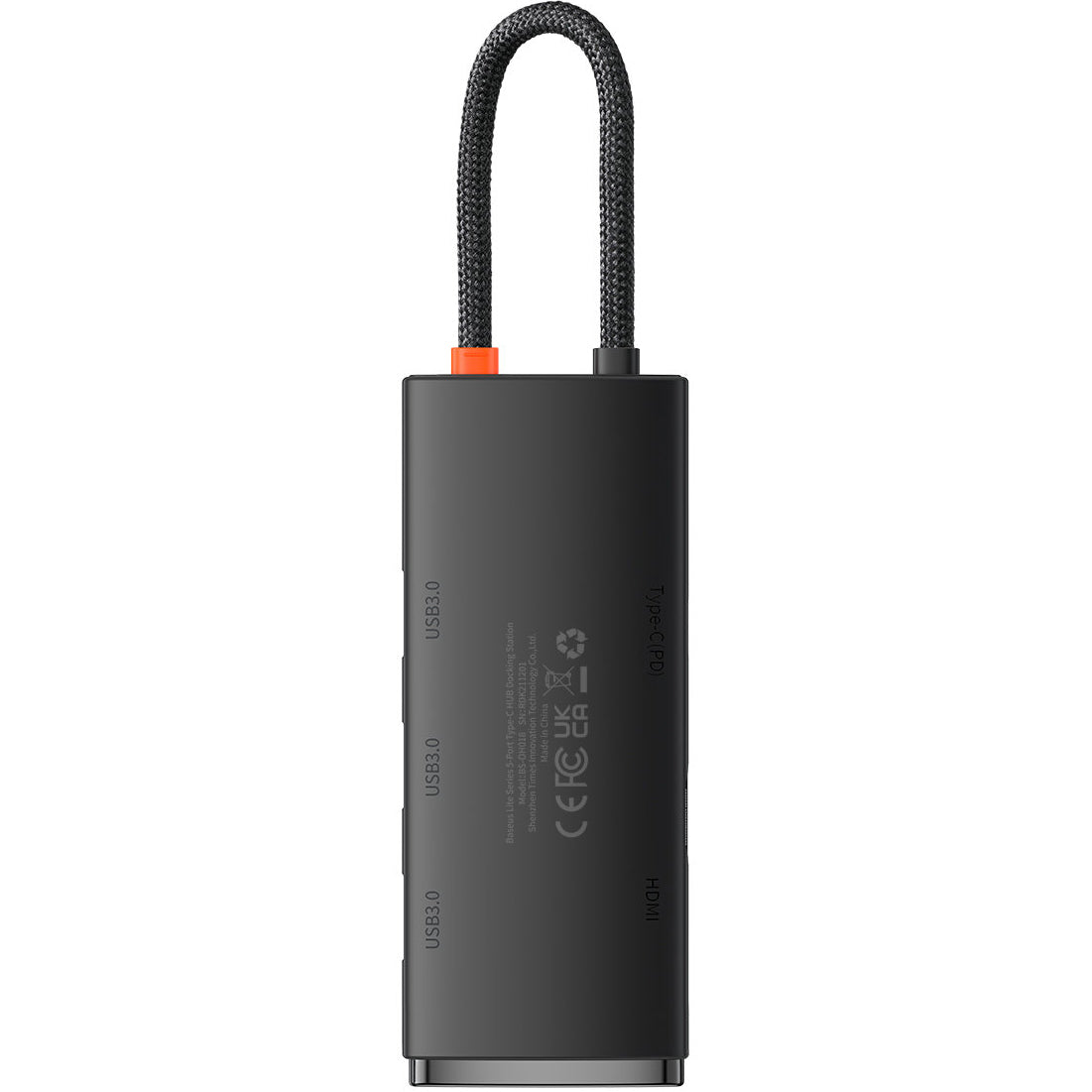 Hub USB-C Baseus Lite, 3 x USB-A 3.0 - USB-C - HDMI, Czarny WKQX040001