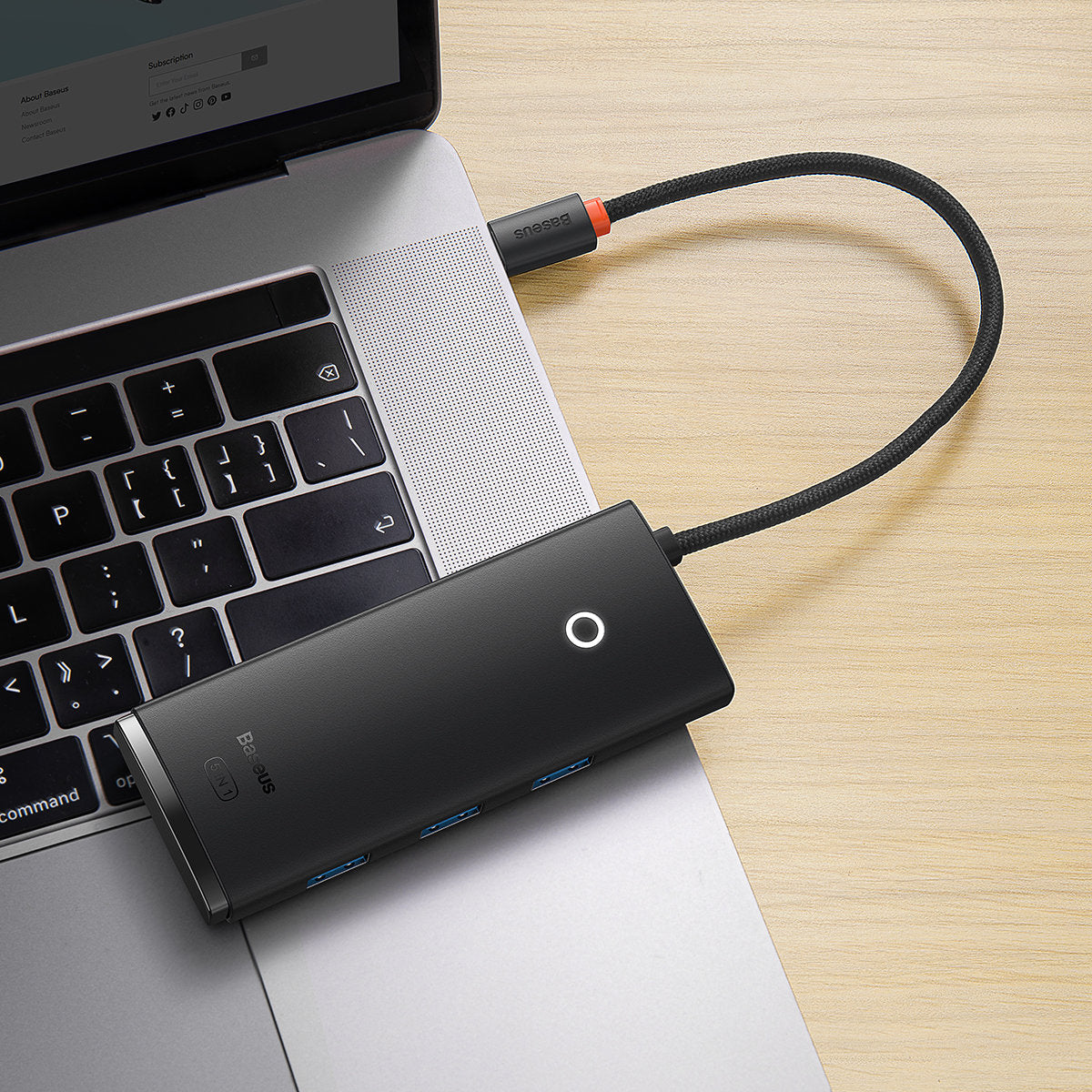 Hub USB-C Baseus Lite, 3 x USB-A 3.0 - USB-C - HDMI, Czarny WKQX040001