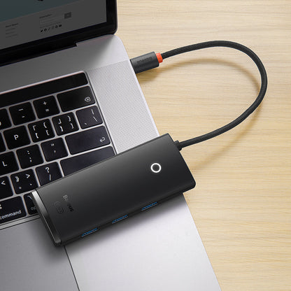 Hub USB-C Baseus Lite, 3 x USB-A 3.0 - USB-C - HDMI, Czarny WKQX040001