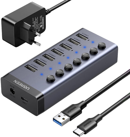Hub USB UGREEN CM481, 7 x USB-A 3.0, Szary