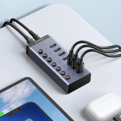 Hub USB UGREEN CM481, 7 x USB-A 3.0, Szary