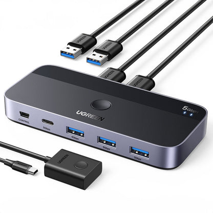 Hub USB UGREEN CM662, 3 x USB-A 3.0 - 1 x USB-C - 1 x miniUSB, Czarny