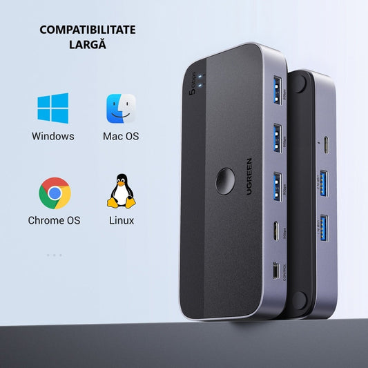 Hub USB UGREEN CM662, 3 x USB-A 3.0 - 1 x USB-C - 1 x miniUSB, Czarny