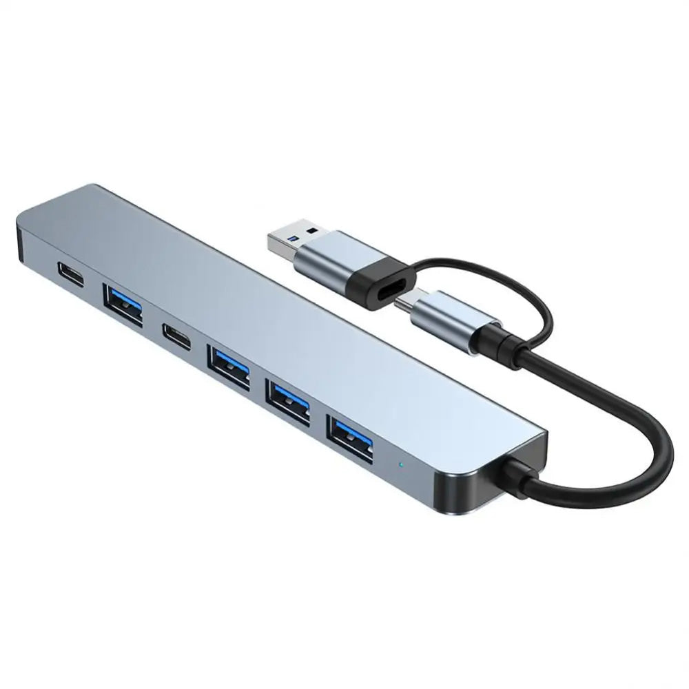 Hub USB / USB-C Techsuit H6 DataBridge, 7w1, Szary