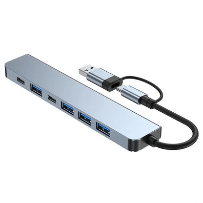 Hub USB / USB-C Techsuit H6 DataBridge, 7w1, Szary