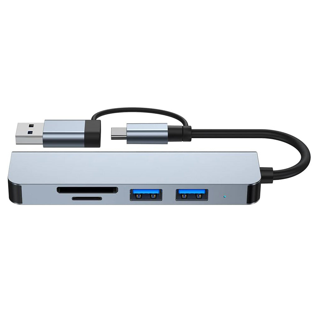 Hub USB / USB-C Techsuit H7 DataBridge, 5w1, Szary