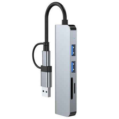Hub USB / USB-C Techsuit H7 DataBridge, 5w1, Szary