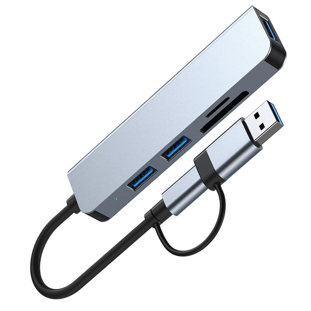 Hub USB / USB-C Techsuit H7 DataBridge, 5w1, Szary