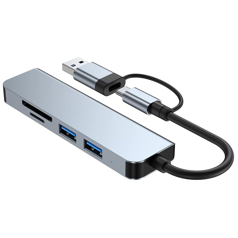 Hub USB / USB-C Techsuit H7 DataBridge, 5w1, Szary