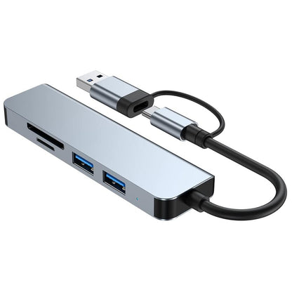 Hub USB / USB-C Techsuit H7 DataBridge, 5w1, Szary