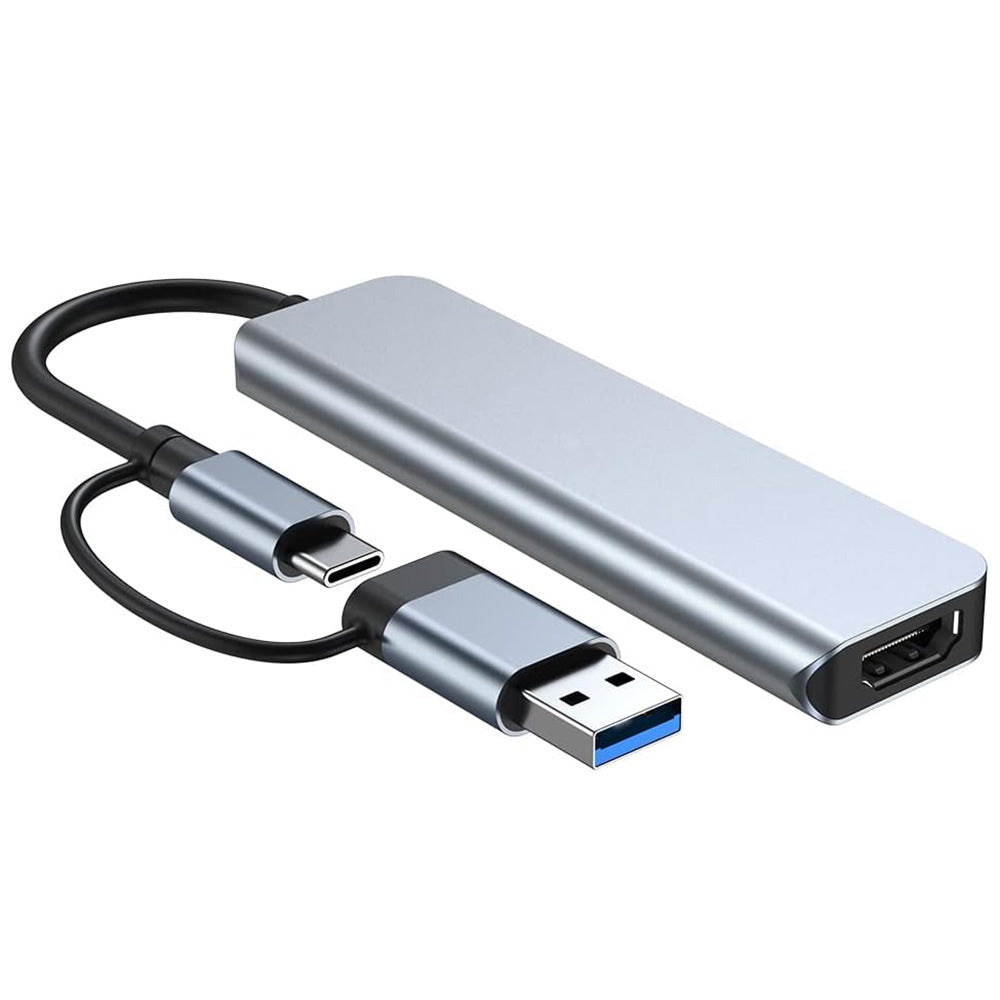 Hub USB / USB-C Techsuit H7 DataBridge, 5w1, Szary